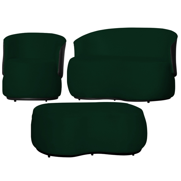 Kit 1 Poltrona 1 Namoradeira E 1 Puff Grande Decorativo Estil