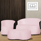 Kit 1 Poltrona 1 Namoradeira E 1 Puff Grande Decorativo Estil