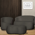 Kit 1 Poltrona 1 Namoradeira E 1 Puff Grande Design Orgânico