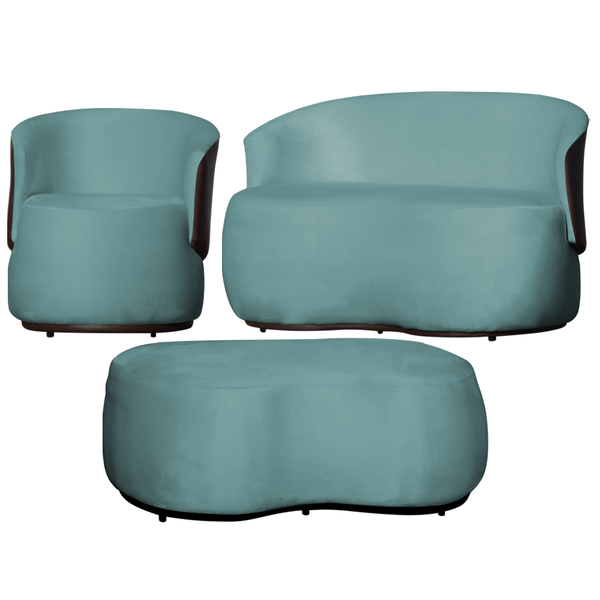 Kit 1 Poltrona 1 Namoradeira E 1 Puff Grande Design Orgânico