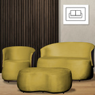 Kit 1 Poltrona 1 Namoradeira E 1 Puff Grande Design Orgânico