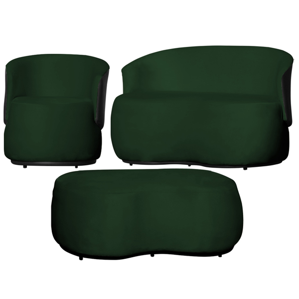 Kit 1 Poltrona 1 Namoradeira E 1 Puff Grande Orgânico Beatriz