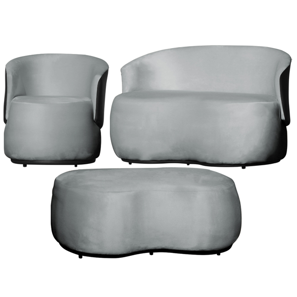 Kit 1 Poltrona 1 Namoradeira E 1 Puff Grande Orgânico Beatriz