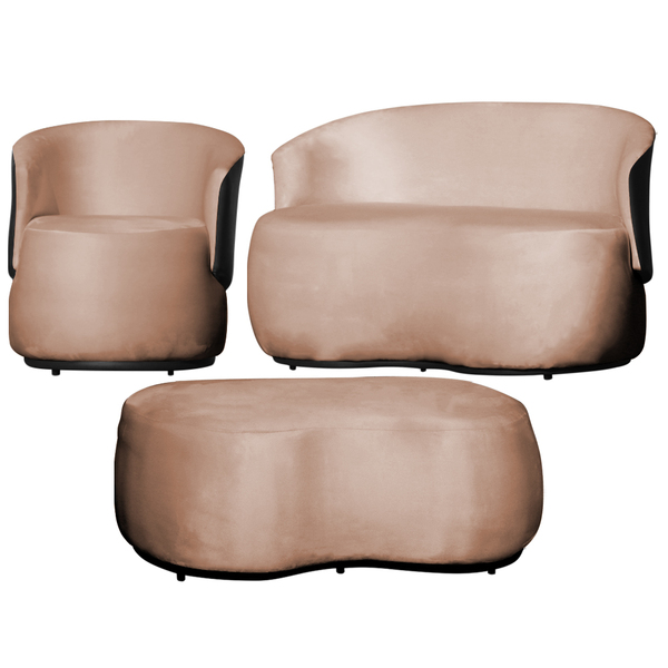 Kit 1 Poltrona 1 Namoradeira E 1 Puff Grande Orgânico Beatriz