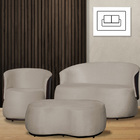 Kit 1 Poltrona 1 Namoradeira E 1 Puff Grande Suede Estilo Org