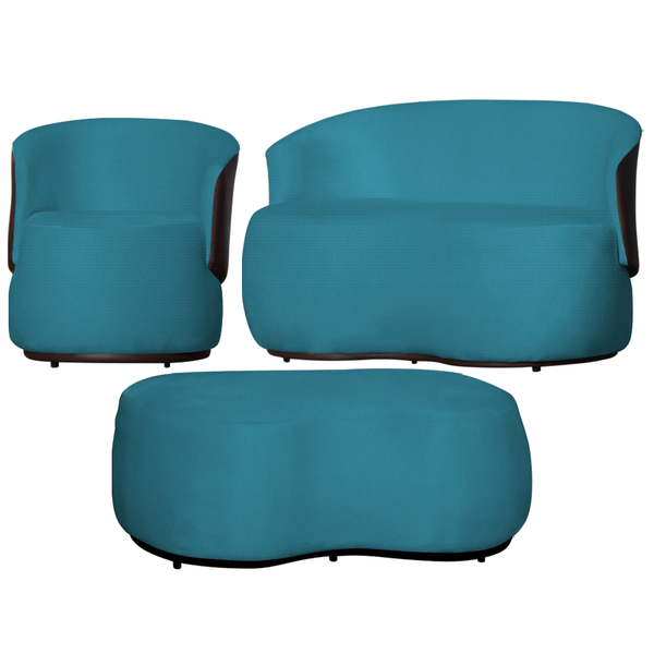 Kit 1 Poltrona 1 Namoradeira E 1 Puff Grande Suede Estilo Org