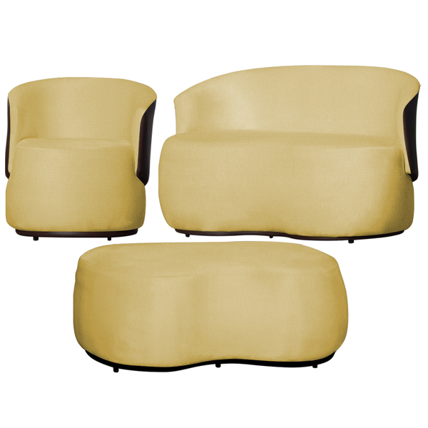 Kit 1 Poltrona 1 Namoradeira E 1 Puff Grande Suede Estilo Org