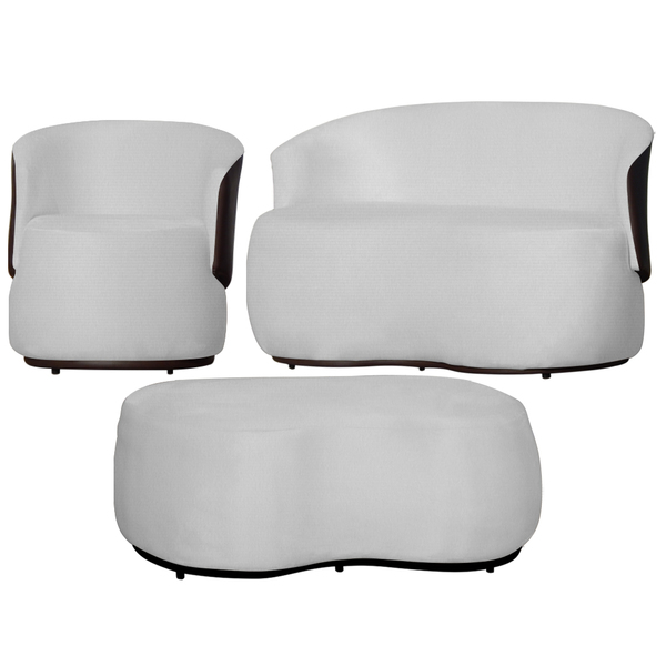 Kit 1 Poltrona 1 Namoradeira E 1 Puff Grande Suede Estilo Org