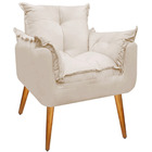 Kit 1 Poltrona + 1 Puff Opala Bege Suede + 1 Kit Mesa Liz Bra