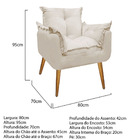 Kit 1 Poltrona + 1 Puff Opala Bege Suede + 1 Kit Mesa Liz Bra