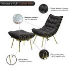 Kit 1 Poltrona Com 1 Puff Base Fixa De Ferro Veludo Preto