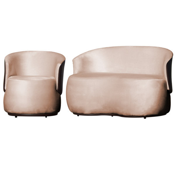 Kit 1 Poltrona E 1 Namoradeira Decorativa Orgânica Beatriz Ve