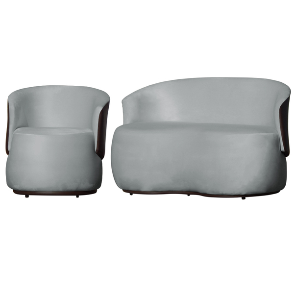 Kit 1 Poltrona E 1 Namoradeira Decorativa Orgânica Beatriz Ve