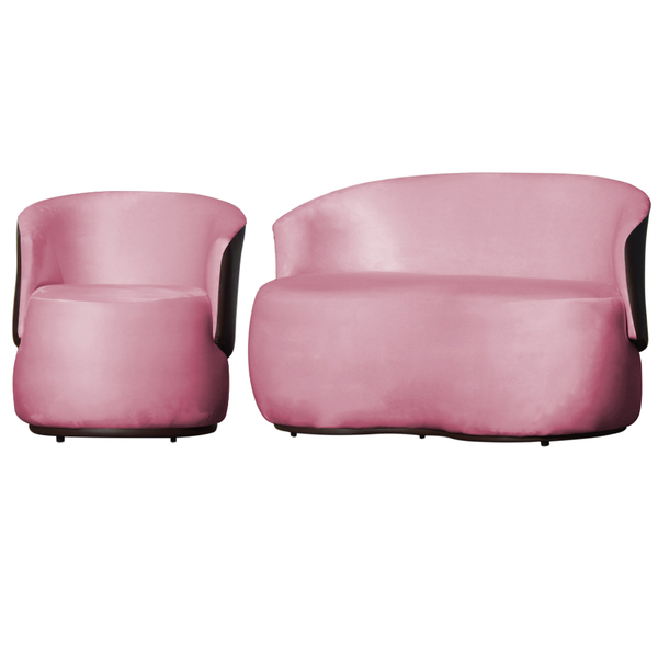 Kit 1 Poltrona E 1 Namoradeira Decorativa Orgânica Beatriz Ve