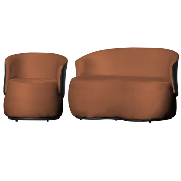 Kit 1 Poltrona E 1 Namoradeira Orgânica Beatriz Veludo Compos