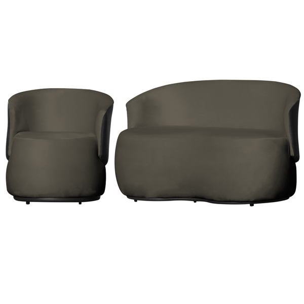 Kit 1 Poltrona E 1 Namoradeira Orgânica Beatriz Veludo Compos