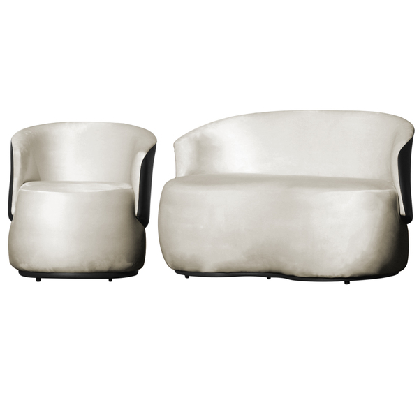 Kit 1 Poltrona E 1 Namoradeira Orgânica Beatriz Veludo Compos