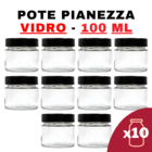 Kit 1 Pote De Vidro Pianezza - Tampa Em Metal Preta 100ml Qua