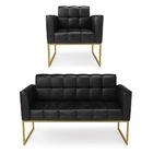 Kit 1 Sofá Namoradeira E 1 Poltrona Elisa Corano Base Metálic