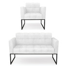 Kit 1 Sofá Namoradeira E 1 Poltrona Elisa Corano Base Metálic