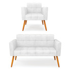 Kit 1 Sofá Namoradeira E 1 Poltrona Elisa Corano Pés Palito C