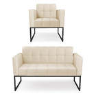 Kit 1 Sofá Namoradeira E 1 Poltrona Elisa Corino Base Metálic