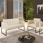 Kit 1 Sofá Namoradeira E 1 Poltrona Elisa Corino Base Metálic