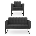 Kit 1 Sofá Namoradeira E 1 Poltrona Elisa Corino Base Metálic