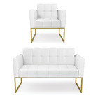 Kit 1 Sofá Namoradeira E 1 Poltrona Elisa Corino Branco Base