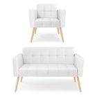 Kit 1 Sofá Namoradeira E 1 Poltrona Elisa Corino Branco Pés P