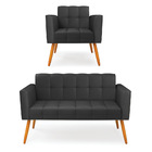 Kit 1 Sofá Namoradeira E 1 Poltrona Elisa Corino Pés Palito C