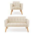 Kit 1 Sofá Namoradeira E 1 Poltrona Elisa Corino Pés Palito C