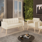 Kit 1 Sofá Namoradeira E 1 Poltrona Elisa Corino Pés Palito N