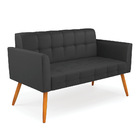 Kit 1 Sofá Namoradeira E 1 Poltrona Elisa Corino Preto Pés Pa