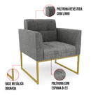 Kit 1 Sofá Namoradeira E 1 Poltrona Elisa Linho Base Metálica