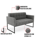Kit 1 Sofá Namoradeira E 1 Poltrona Elisa Linho Base Metálica