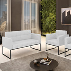 Kit 1 Sofá Namoradeira E 1 Poltrona Elisa Linho Base Metálica