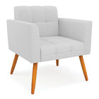 Kit 1 Sofá Namoradeira E 1 Poltrona Elisa Linho Cinza A05 Pés