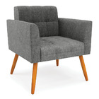 Kit 1 Sofá Namoradeira E 1 Poltrona Elisa Linho Grafite A26 P