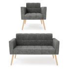 Kit 1 Sofá Namoradeira E 1 Poltrona Elisa Linho Grafite A26 P