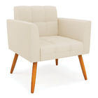 Kit 1 Sofá Namoradeira E 1 Poltrona Elisa Linho Pés Palito Ca