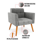 Kit 1 Sofá Namoradeira E 1 Poltrona Elisa Linho Pés Palito Ca