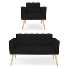 Kit 1 Sofá Namoradeira E 1 Poltrona Elisa Linho Pés Palito Na