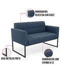 Kit 1 Sofá Namoradeira E 1 Poltrona Elisa Suede Azul Marinho