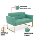 Kit 1 Sofá Namoradeira E 1 Poltrona Elisa Suede Azul Turquesa