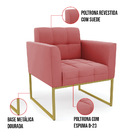 Kit 1 Sofá Namoradeira E 1 Poltrona Elisa Suede Base Metálica