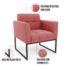 Kit 1 Sofá Namoradeira E 1 Poltrona Elisa Suede Base Metálica