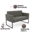 Kit 1 Sofá Namoradeira E 1 Poltrona Elisa Suede Base Metálica