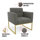 Kit 1 Sofá Namoradeira E 1 Poltrona Elisa Suede Grafite Base