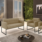 Kit 1 Sofá Namoradeira E 1 Poltrona Elisa Suede Marrom Rato B